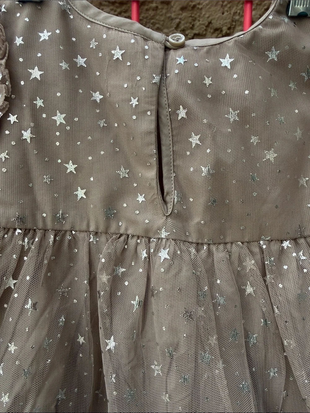 New GAP Baby Star Print Tulle Dress in Taupe
